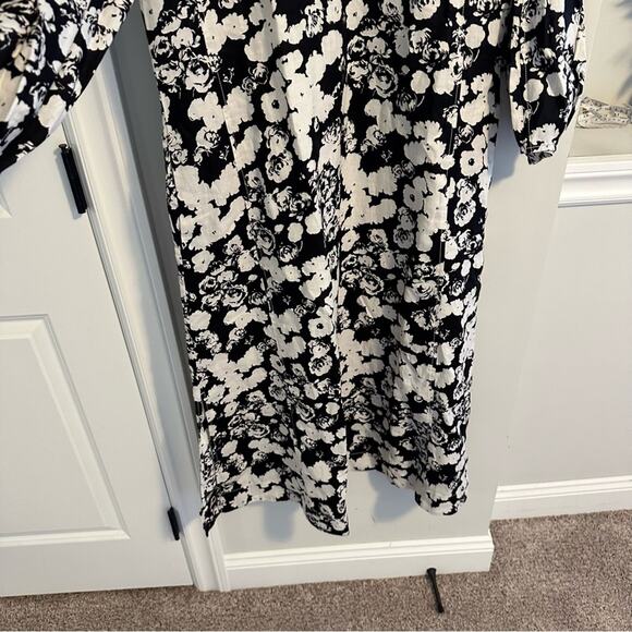 NWT Everlane Black White Linen Floral Long Sleeve Maxi Dress 6 - Picture 10 of 14
